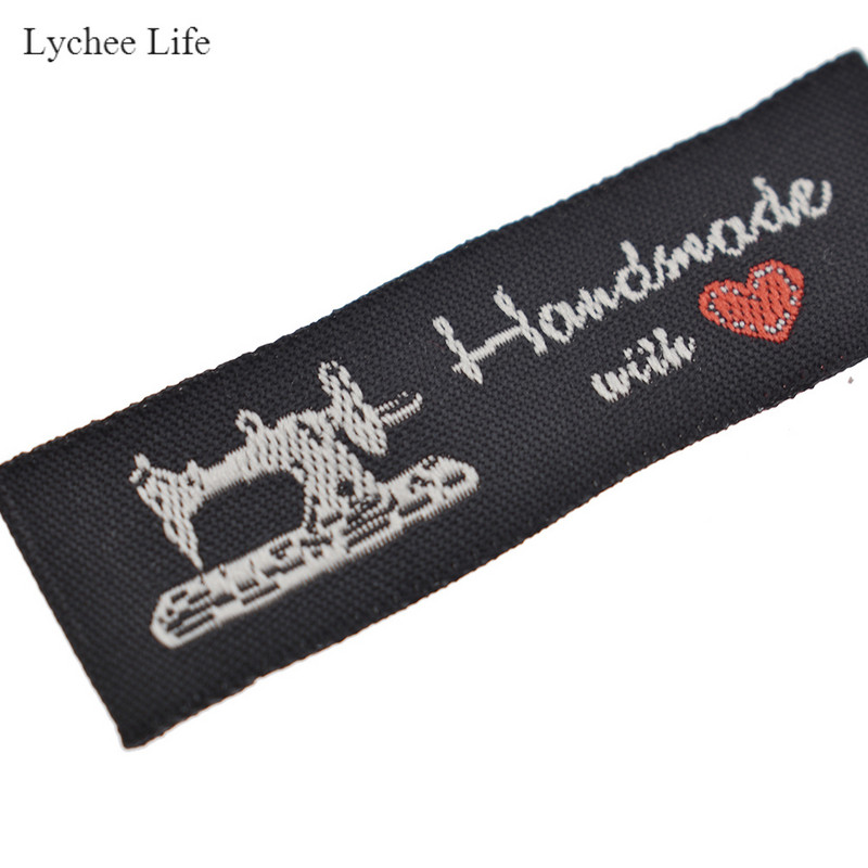 Lychee Life 50vnt. Rankų darbo austos raidžių etiketės Drabužiai Batai Krepšiai Rankų darbo medvilnės etiketės Pasidaryk pats drabužių etiketės Siuvimo medžiagos