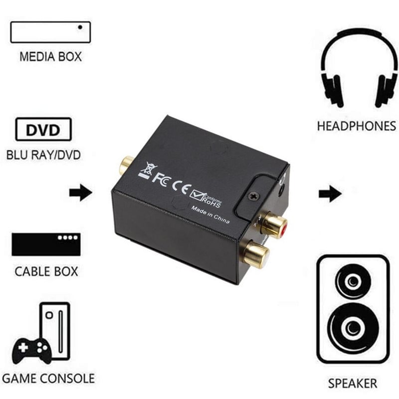 Digitális audio dekóder erősítő Protable 3,5 mm Jack koaxiális optikai szál digitális-analóg audio Aux Rca L/r konverter