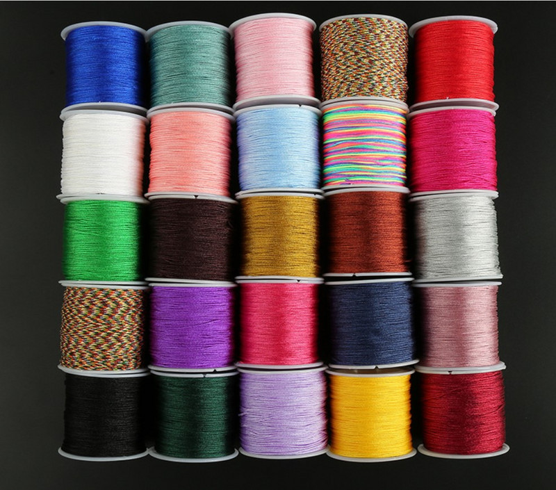 0,8 MM Dk Zeleni najlonski konac Kineski čvor Makrame kabel Narukvica Pletena žica DIY rese Šamballa žica od perli 50 metara