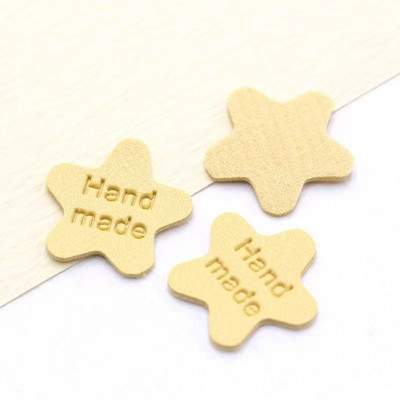 Ručne vyrobené štítky v tvare hviezdy na pletené čiapky, potlačené bavlnené tkané visačky na šitie 22112401