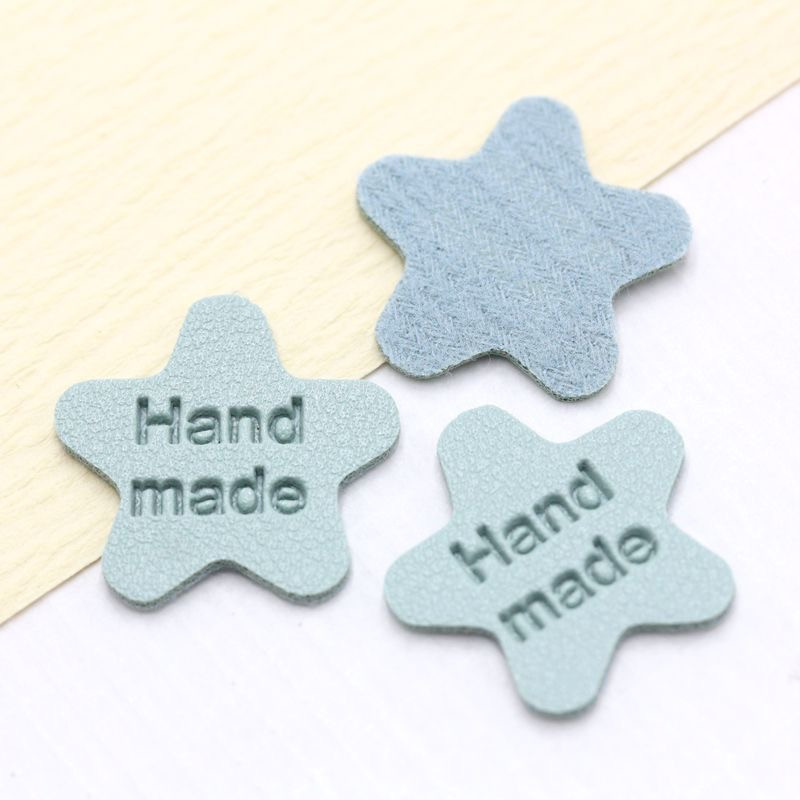 Ručne vyrobené štítky v tvare hviezdy na pletené čiapky, potlačené bavlnené tkané visačky na šitie 22112401