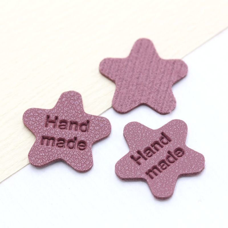 Ručne vyrobené štítky v tvare hviezdy na pletené čiapky, potlačené bavlnené tkané visačky na šitie 22112401
