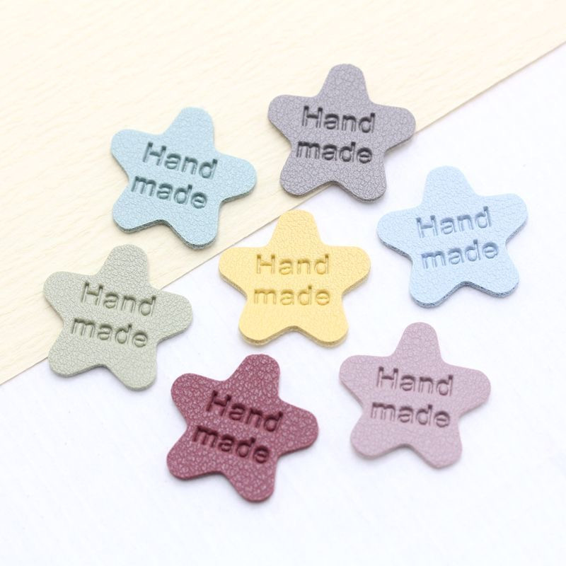Ručne vyrobené štítky v tvare hviezdy na pletené čiapky, potlačené bavlnené tkané visačky na šitie 22112401