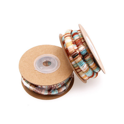 2 méteres 6 mm-es több színű pamut zsinór kézzel készített kerek szövet etnikai kötél textil csomagolás hímzőzsinórok barkács karkötők készítéséhez