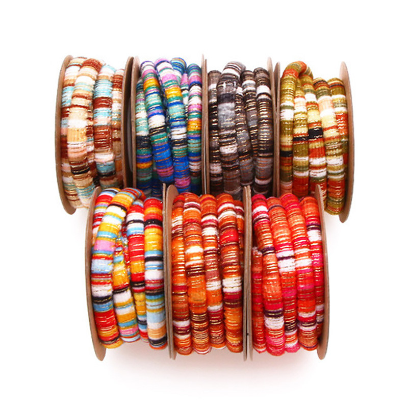 2 méteres 6 mm-es több színű pamut zsinór kézzel készített kerek szövet etnikai kötél textil csomagolás hímzőzsinórok barkács karkötők készítéséhez