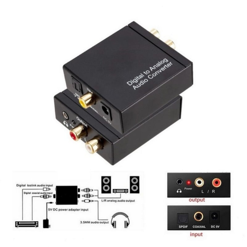 Jack portabil de 3,5 mm Fibră optică coaxială Digital la analog Audio Aux Rca L / R Convertor Spdif Digital Audio Decoder Amplificator
