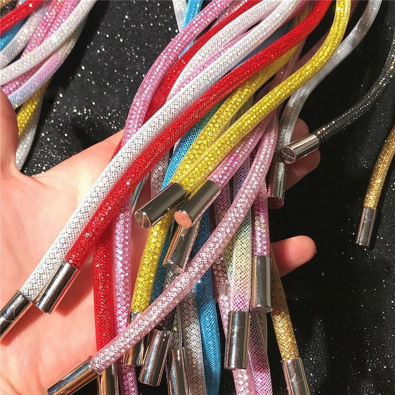 Luksuzna vezica od kamenčića, svijetle kristalne žice, vezice za cipele, majica s kapuljačom, hlače, trenirka, uže, sjajna okrugla uzica, zamjenske uzice