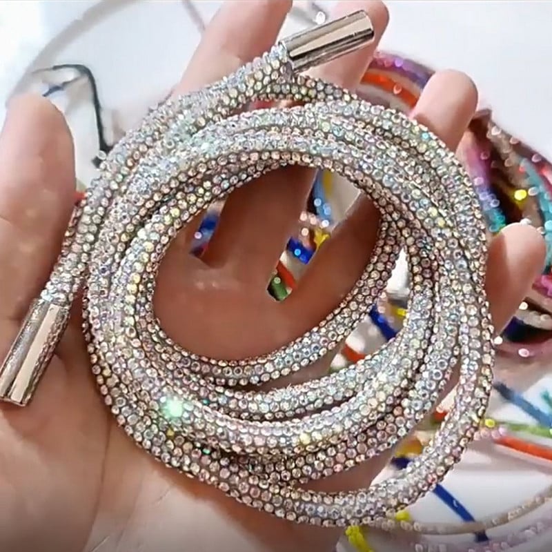 Luksuzna vezica od kamenčića, svijetle kristalne žice, vezice za cipele, majica s kapuljačom, hlače, trenirka, uže, sjajna okrugla uzica, zamjenske uzice