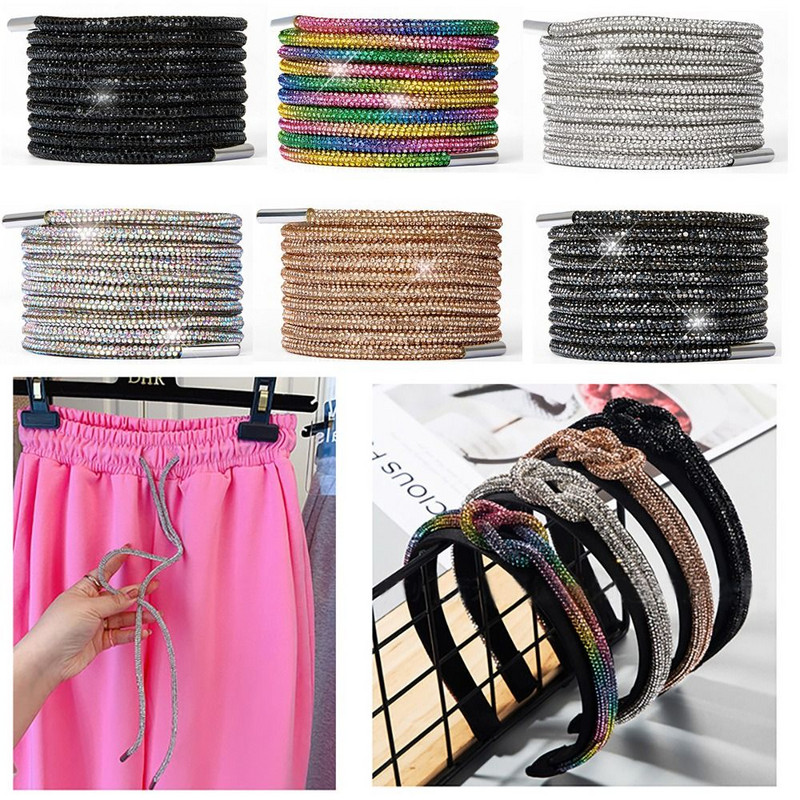 Luksuzna vezica od kamenčića, svijetle kristalne žice, vezice za cipele, majica s kapuljačom, hlače, trenirka, uže, sjajna okrugla uzica, zamjenske uzice