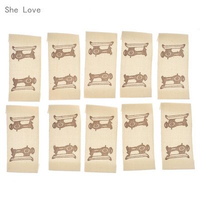 Chzimade 100 ks umývateľných látkových tkaných štítkov na odevy, ručne vyrábaných visačiek na džínsy, tašky, topánky, šijacie príslušenstvo