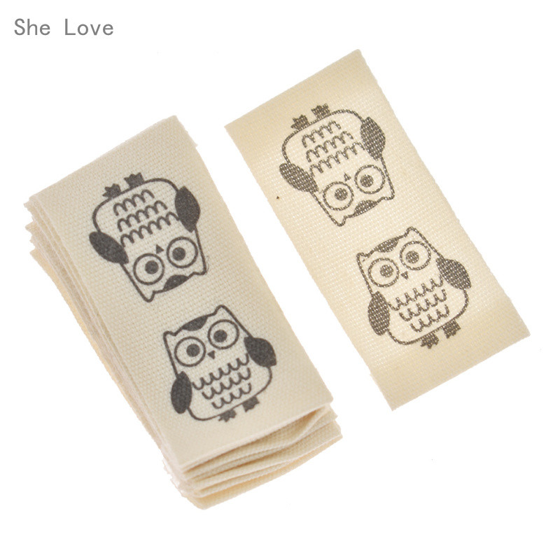 Chzimade 100 ks umývateľných látkových tkaných štítkov na odevy, ručne vyrábaných visačiek na džínsy, tašky, topánky, šijacie príslušenstvo