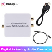 BGGQGG 3,5 mm utičnica DAC digitalno-analogni audio konverter dekoder optička vlakna koaksijalni stereo audio adapter za RCA pojačala