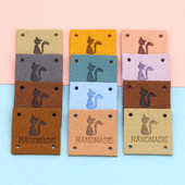 20τμχ Kawaii Cat Δερμάτινες Ετικέτες για Καπέλα Τσάντα Χειροποίητες Ετικέτες για Ρούχα Χειροποίητη Ετικέτα για Ρούχα Αξεσουάρ πλεξίματος 25x25mm