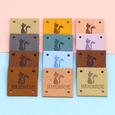 20vnt Kawaii Cat Odinės etiketės kepurių krepšiui Rankų darbo etiketės drabužiams Rankų darbo etiketė drabužiams Mezgimo reikmenys 25x25MM