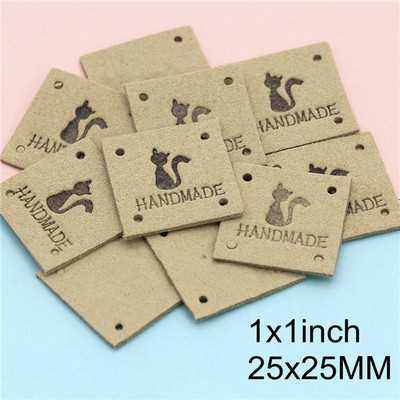 20τμχ Kawaii Cat Δερμάτινες Ετικέτες για Καπέλα Τσάντα Χειροποίητες Ετικέτες για Ρούχα Χειροποίητη Ετικέτα για Ρούχα Αξεσουάρ πλεξίματος 25x25mm
