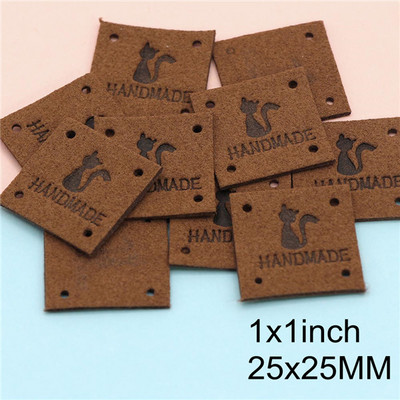 20τμχ Kawaii Cat Δερμάτινες Ετικέτες για Καπέλα Τσάντα Χειροποίητες Ετικέτες για Ρούχα Χειροποίητη Ετικέτα για Ρούχα Αξεσουάρ πλεξίματος 25x25mm