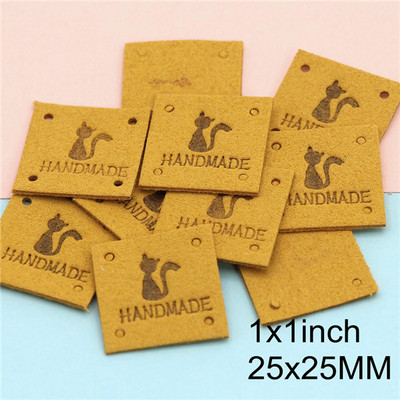 20τμχ Kawaii Cat Δερμάτινες Ετικέτες για Καπέλα Τσάντα Χειροποίητες Ετικέτες για Ρούχα Χειροποίητη Ετικέτα για Ρούχα Αξεσουάρ πλεξίματος 25x25mm