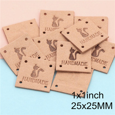 20τμχ Kawaii Cat Δερμάτινες Ετικέτες για Καπέλα Τσάντα Χειροποίητες Ετικέτες για Ρούχα Χειροποίητη Ετικέτα για Ρούχα Αξεσουάρ πλεξίματος 25x25mm