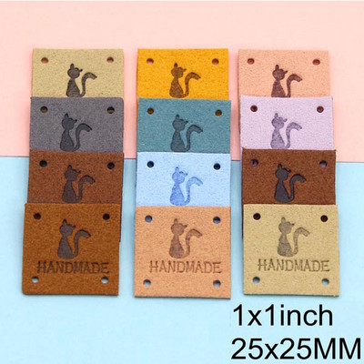 20τμχ Kawaii Cat Δερμάτινες Ετικέτες για Καπέλα Τσάντα Χειροποίητες Ετικέτες για Ρούχα Χειροποίητη Ετικέτα για Ρούχα Αξεσουάρ πλεξίματος 25x25mm