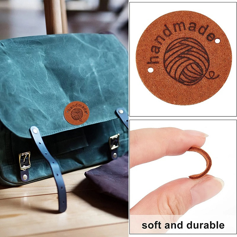 10 gab. Roku darbs PU ādas etiķetes Ādas tamborēšanas etiķetes Apģērbs Roku darbs Reljefs birkas ar caurumiem Rotājumi Trikotāžas Āda