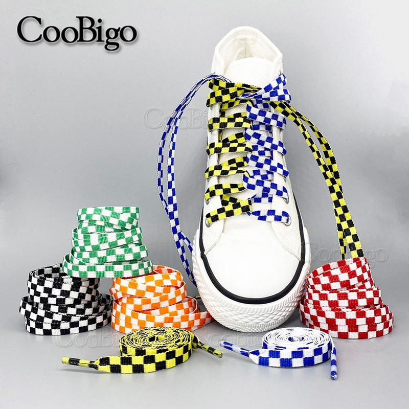 2 perechi de dantelă de pantofi din poliester șireturi de pantofi cu șnur imprimare în carouri bricolaj pânză pantofi de alergare pantofi sport cordon accesorii de artizanat