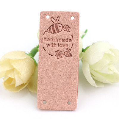 20 kom 2*5 cm ručno rađene naljepnice za odjeću izrađenu s ljubavlju pčelinje cvijeće kožne reljefne oznake pletenje šivaći pribor
