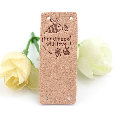 20 kom 2*5 cm ručno rađene naljepnice za odjeću izrađenu s ljubavlju pčelinje cvijeće kožne reljefne oznake pletenje šivaći pribor