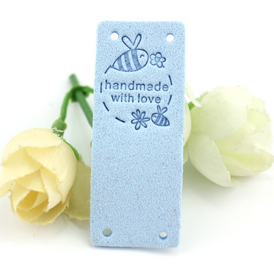 20 kom 2*5 cm ručno rađene naljepnice za odjeću izrađenu s ljubavlju pčelinje cvijeće kožne reljefne oznake pletenje šivaći pribor