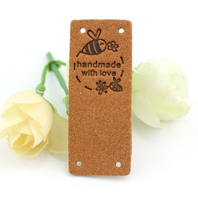 20 kom 2*5 cm ručno rađene naljepnice za odjeću izrađenu s ljubavlju pčelinje cvijeće kožne reljefne oznake pletenje šivaći pribor