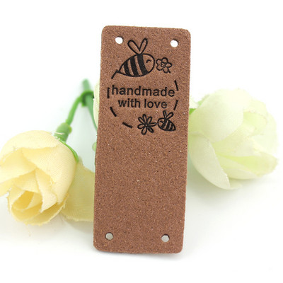 20 kom 2*5 cm ručno rađene naljepnice za odjeću izrađenu s ljubavlju pčelinje cvijeće kožne reljefne oznake pletenje šivaći pribor