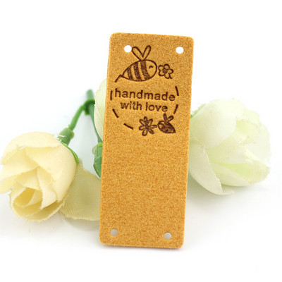 20 kom 2*5 cm ručno rađene naljepnice za odjeću izrađenu s ljubavlju pčelinje cvijeće kožne reljefne oznake pletenje šivaći pribor