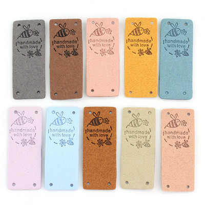 20 kom 2*5 cm ručno rađene naljepnice za odjeću izrađenu s ljubavlju pčelinje cvijeće kožne reljefne oznake pletenje šivaći pribor