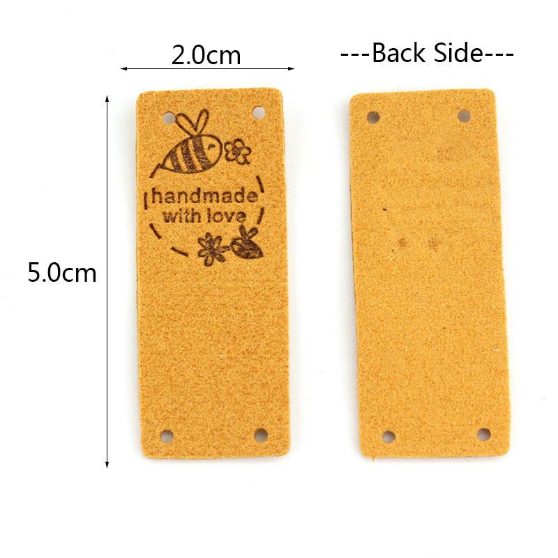 20 kom 2*5 cm ručno rađene naljepnice za odjeću izrađenu s ljubavlju pčelinje cvijeće kožne reljefne oznake pletenje šivaći pribor