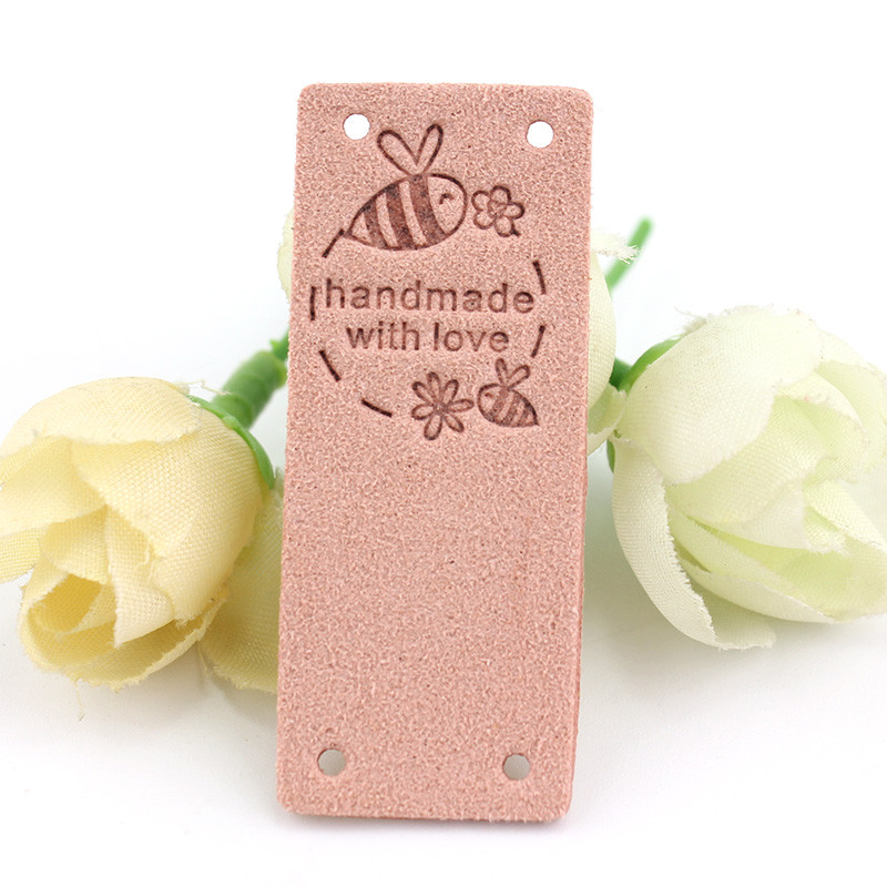 20 kom 2*5 cm ručno rađene naljepnice za odjeću izrađenu s ljubavlju pčelinje cvijeće kožne reljefne oznake pletenje šivaći pribor