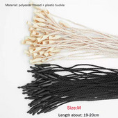 Karstas augstas kvalitātes etiķetes Virve DIY apģērbu uzlīmes Aksesuāru etiķete Poliestera virves aukla Snap Lock Pin Cilpa Kaklasaites stiprinājumi Melns/balts