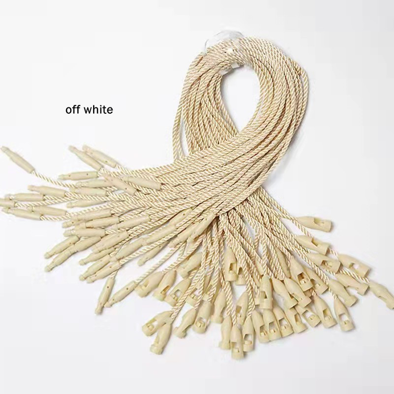 Karstas augstas kvalitātes etiķetes Virve DIY apģērbu uzlīmes Aksesuāru etiķete Poliestera virves aukla Snap Lock Pin Cilpa Kaklasaites stiprinājumi Melns/balts