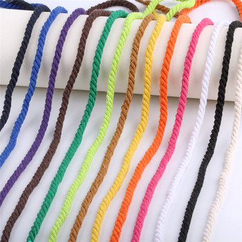 5 мм цветно памучно въже Направи си сам 10 метра/ролка, усукана кръгла памучна връв, памучно въже, облекло, теглене на връв, усукано въже