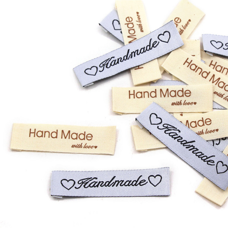 50 db vászon címkék Pamut címkék Kézzel készített címke ruházathoz Kézzel készített szerelem címkék Kalapokhoz Táskák Dekorációk Varrás Kiegészítők