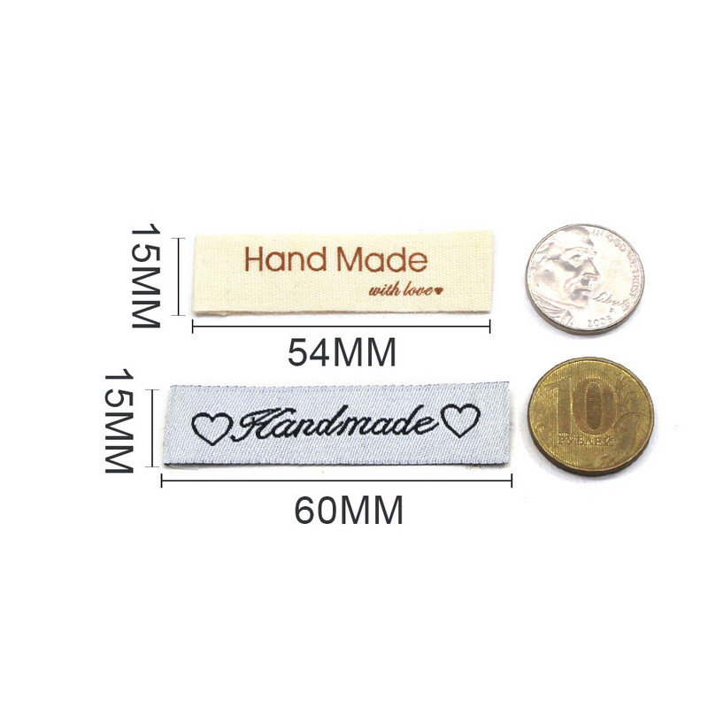 50 db vászon címkék Pamut címkék Kézzel készített címke ruházathoz Kézzel készített szerelem címkék Kalapokhoz Táskák Dekorációk Varrás Kiegészítők