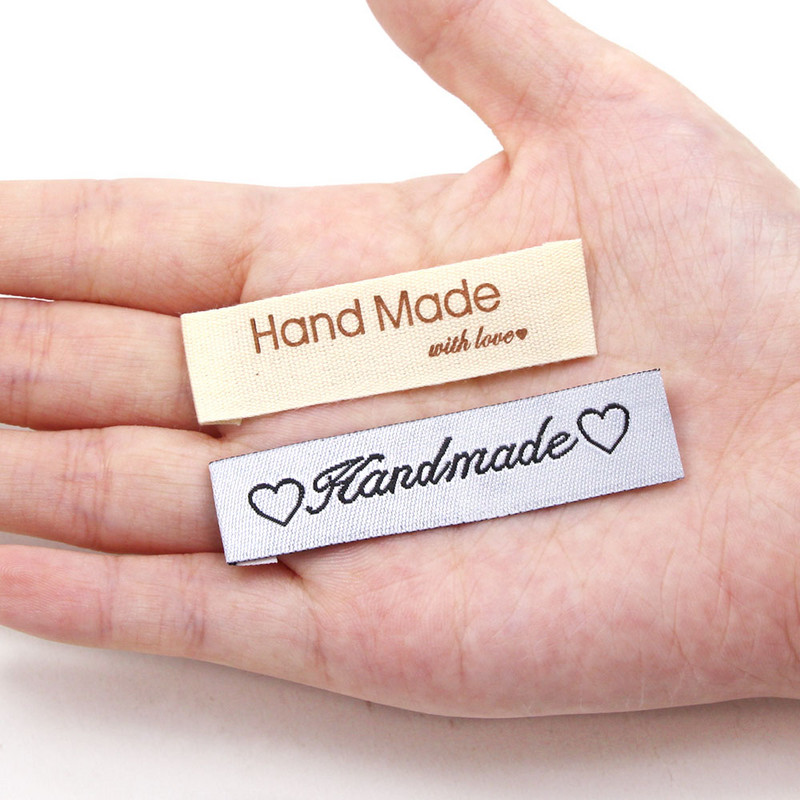 50 db vászon címkék Pamut címkék Kézzel készített címke ruházathoz Kézzel készített szerelem címkék Kalapokhoz Táskák Dekorációk Varrás Kiegészítők