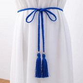 Női Bohém stílusú fonott bojtos öv divatos női szövött csomóval díszített deréklánc derékkötél kiegészítők