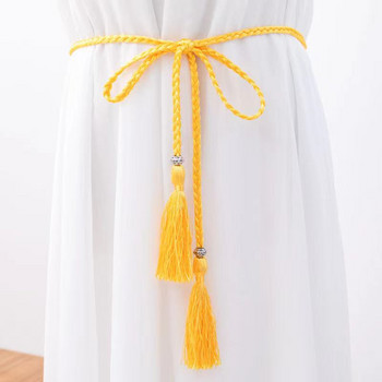 Дамски плетен колан с пискюли в бохемски стил Модни дамски тъкани възли, украсени с талия, верига, въже за талията, аксесоари