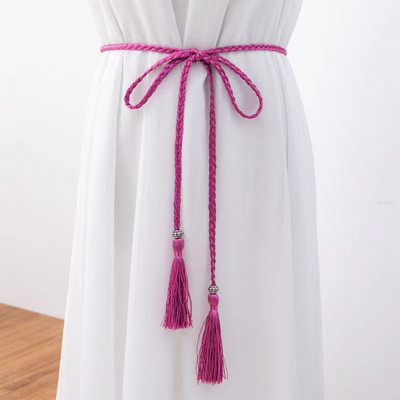 Női Bohém stílusú fonott bojtos öv divatos női szövött csomóval díszített deréklánc derékkötél kiegészítők