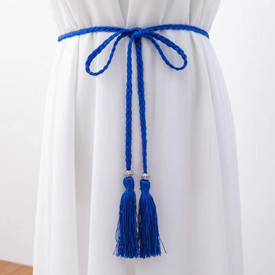 Női Bohém stílusú fonott bojtos öv divatos női szövött csomóval díszített deréklánc derékkötél kiegészítők