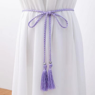 Női Bohém stílusú fonott bojtos öv divatos női szövött csomóval díszített deréklánc derékkötél kiegészítők