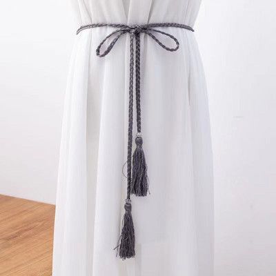 Női Bohém stílusú fonott bojtos öv divatos női szövött csomóval díszített deréklánc derékkötél kiegészítők