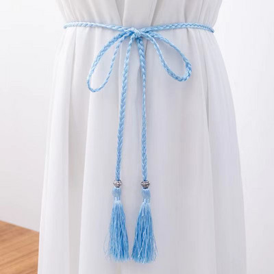 Női Bohém stílusú fonott bojtos öv divatos női szövött csomóval díszített deréklánc derékkötél kiegészítők