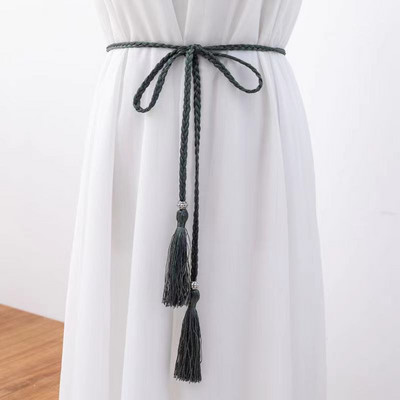 Női Bohém stílusú fonott bojtos öv divatos női szövött csomóval díszített deréklánc derékkötél kiegészítők