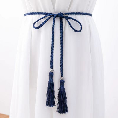 Női Bohém stílusú fonott bojtos öv divatos női szövött csomóval díszített deréklánc derékkötél kiegészítők