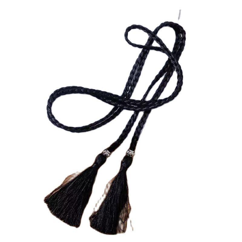 Női Bohém stílusú fonott bojtos öv divatos női szövött csomóval díszített deréklánc derékkötél kiegészítők